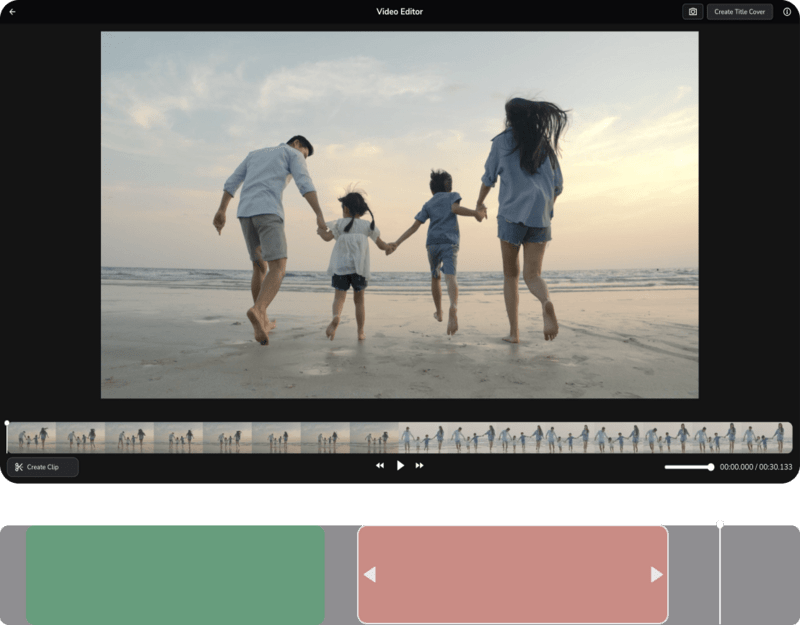 FOREVER video editor create clips interface